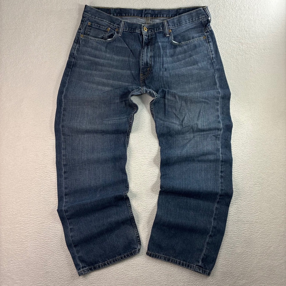 Levis 569 Loose Straight Jeans Men 38x32‎ Blue Faded Skater Baggy Whiskered